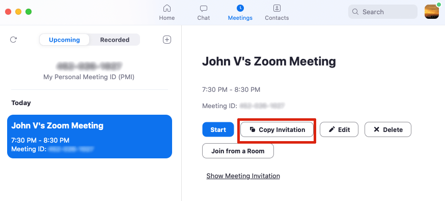 zoom for mac cannot sent invitation